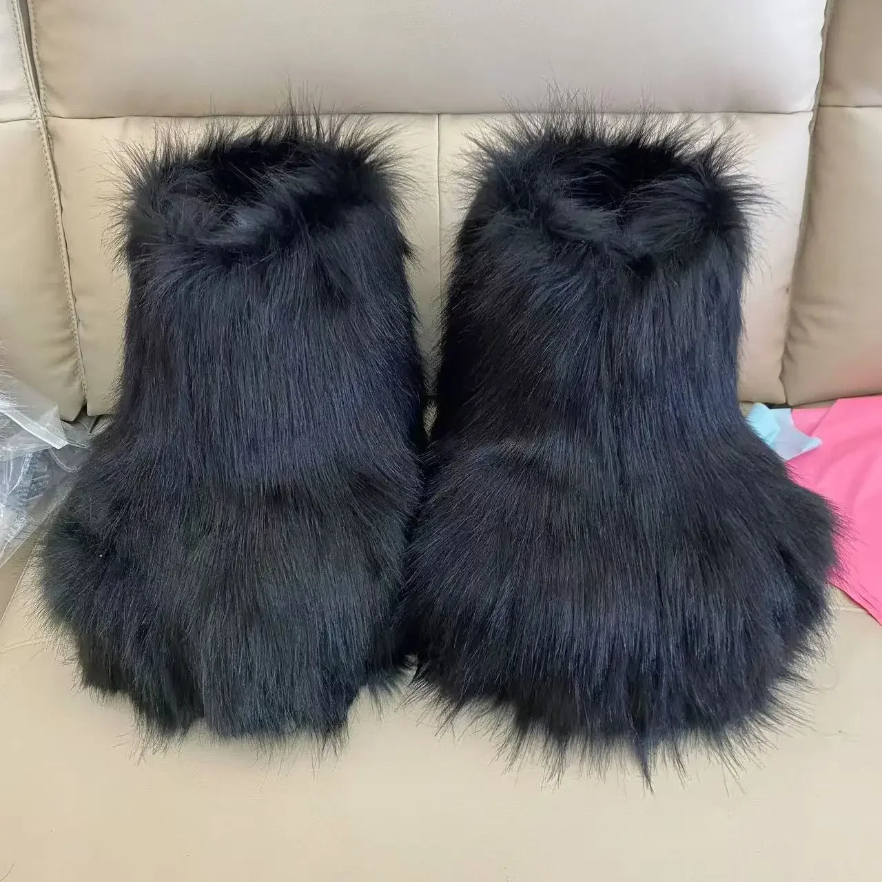 Fluffy Fursuit Paw Shoes Cosplay Animal Boots for Halloween and Conventions