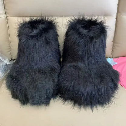 Fluffy Fursuit Paw Shoes Cosplay Animal Boots for Halloween and Conventions