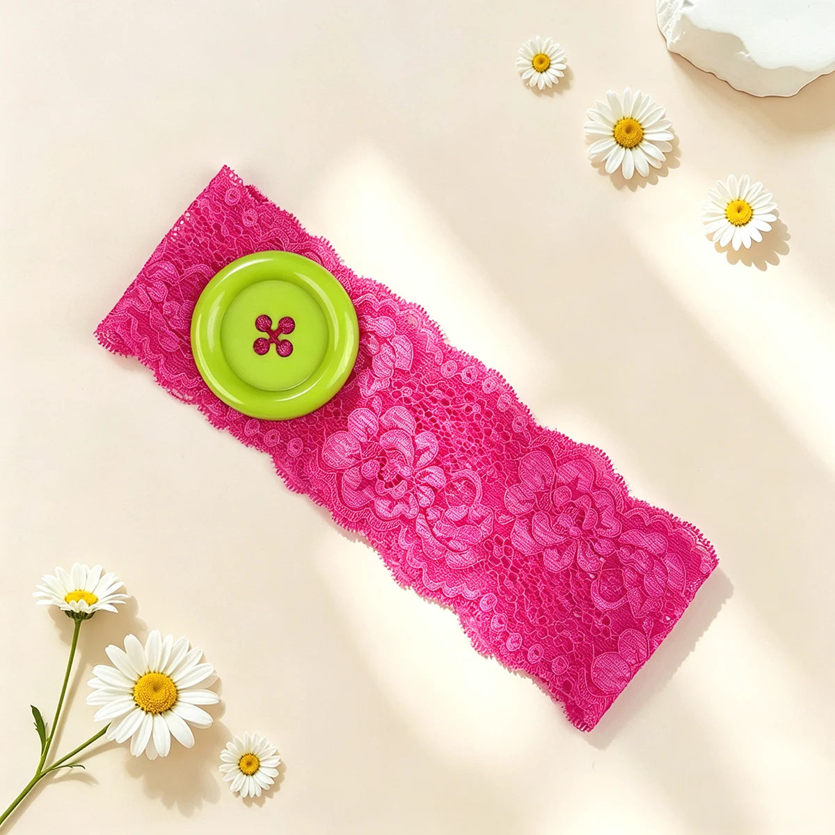 Vintage Polka Dot Button Headband for Women