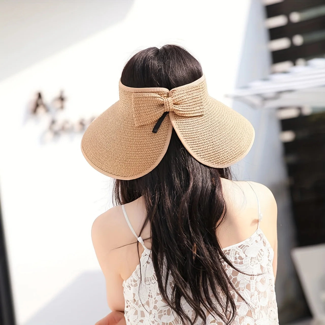 Women's Foldable Wide Brim Straw Beach Hat – UV Protection Sun Cap
