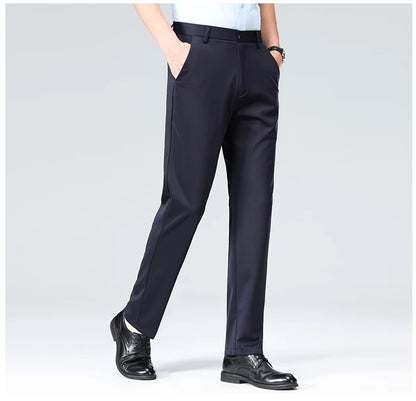 Men's Smart Casual Dress Pants – Elastic Waist Suit Trousers, Straight Fit | Sizes 29–42