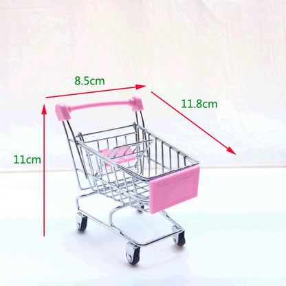 1:48 Mini Supermarket Shopping Cart | Metal Desktop Toy & Home Décor Miniature