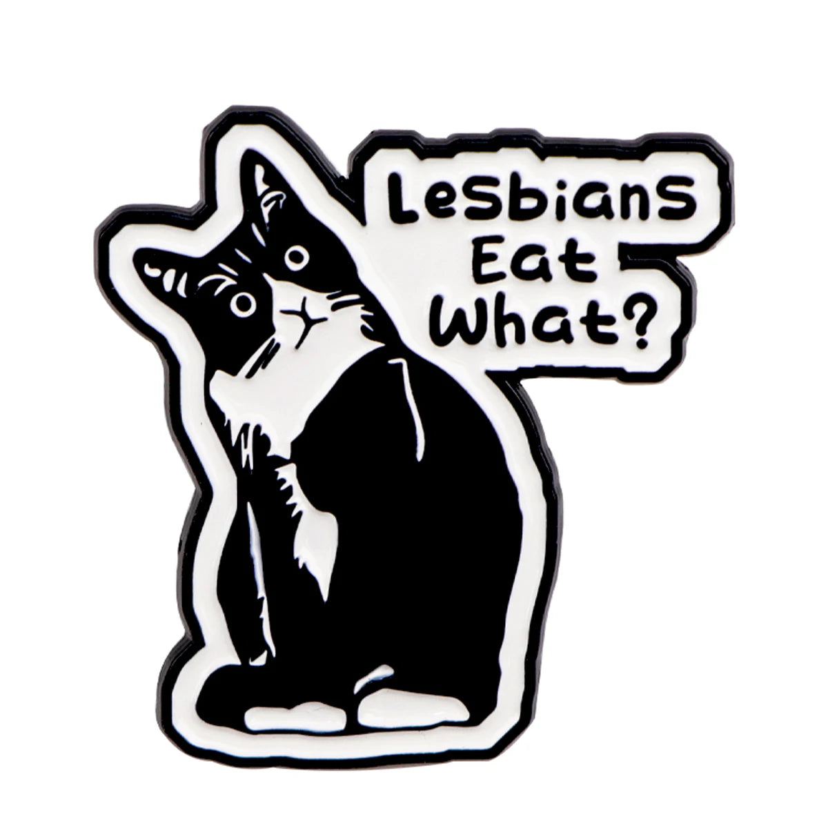 Funny LGBT Pride Enamel Pin – Humor Quote Black Cat Lapel Badge