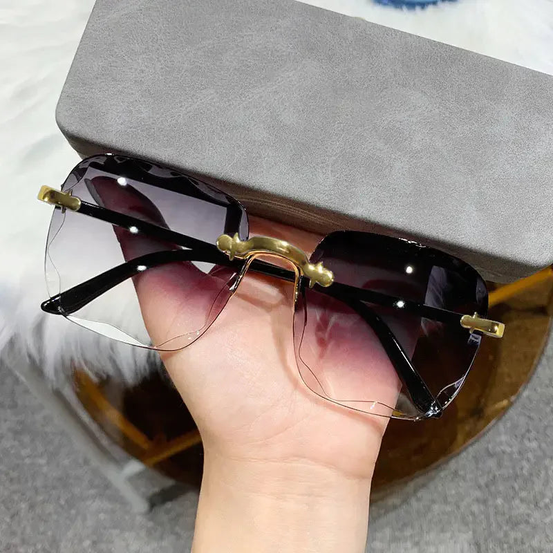 Women's Square Rimless Sunglasses | 3pcs Luxury Designer Summer UV400 Shades for Women & Men