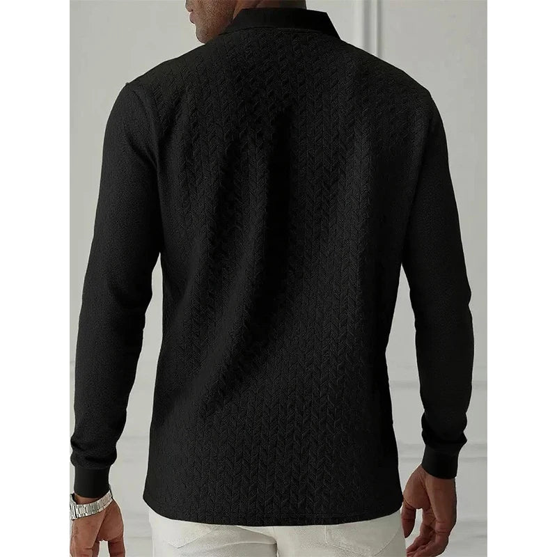 Men's Long Sleeve Polo Shirt – Breathable Knit, Business Casual | S–XXL