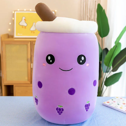 Cute Boba Bubble Tea Plush Toy | 24cm Soft Kawaii Milk Cup Plushie Gift for Kids & Adults