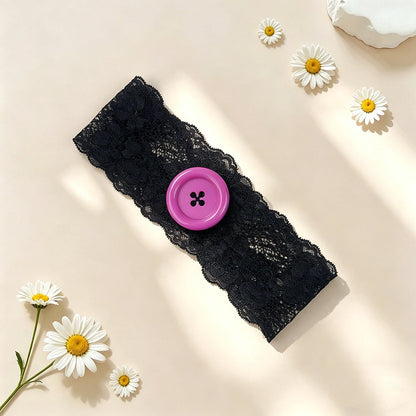 Vintage Polka Dot Button Headband for Women