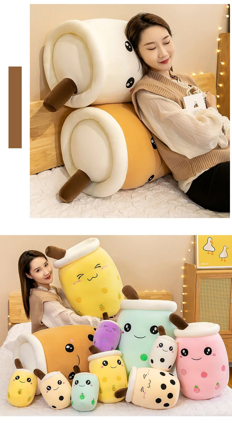 Cute Boba Bubble Tea Plush Toy | 24cm Soft Kawaii Milk Cup Plushie Gift for Kids & Adults