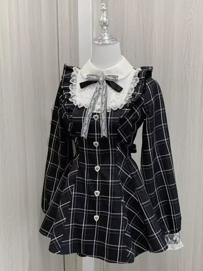 Gothic Lolita Bow Dress and Shorts Set with Sailor Collar