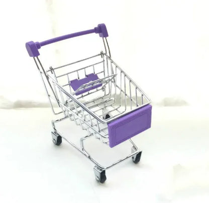 1:48 Mini Supermarket Shopping Cart | Metal Desktop Toy & Home Décor Miniature