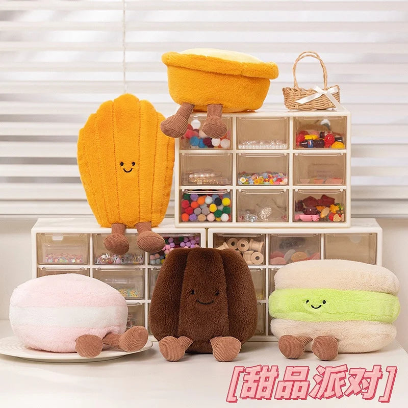 Delicious Dessert Plush Dolls | 10–14cm Smiling Egg Tart, Macaron & Madeleine Food Plushies