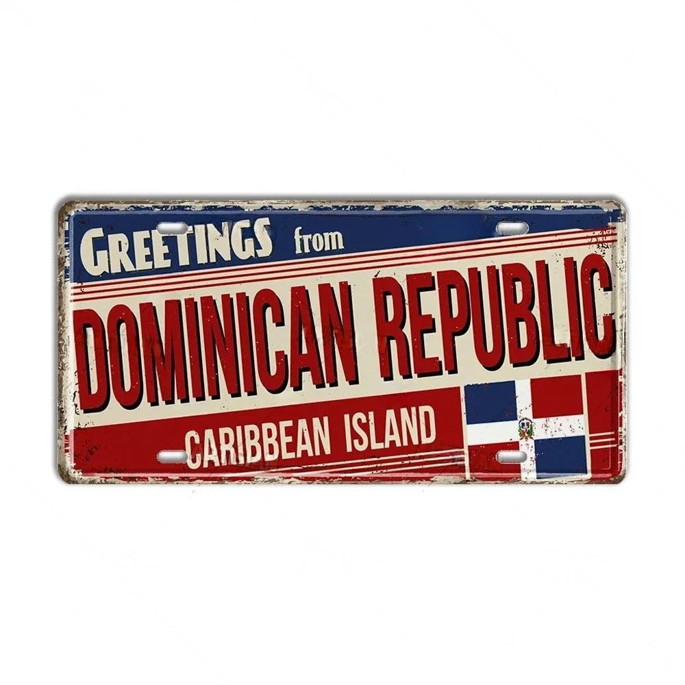 Caribbean Destination Metal Sign – Vintage Aluminum Wall Decor (30x15cm)
