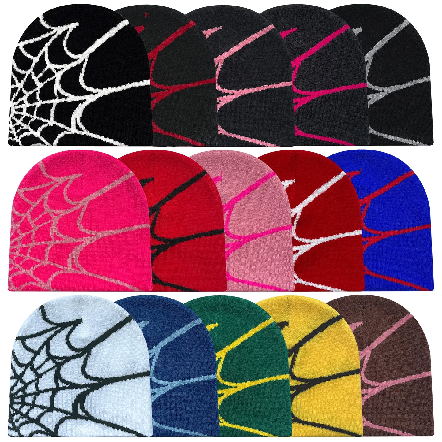 Y2K Spider Web Knit Beanie – Unisex Geometric Streetwear Hat for Outdoor & Everyday Wear