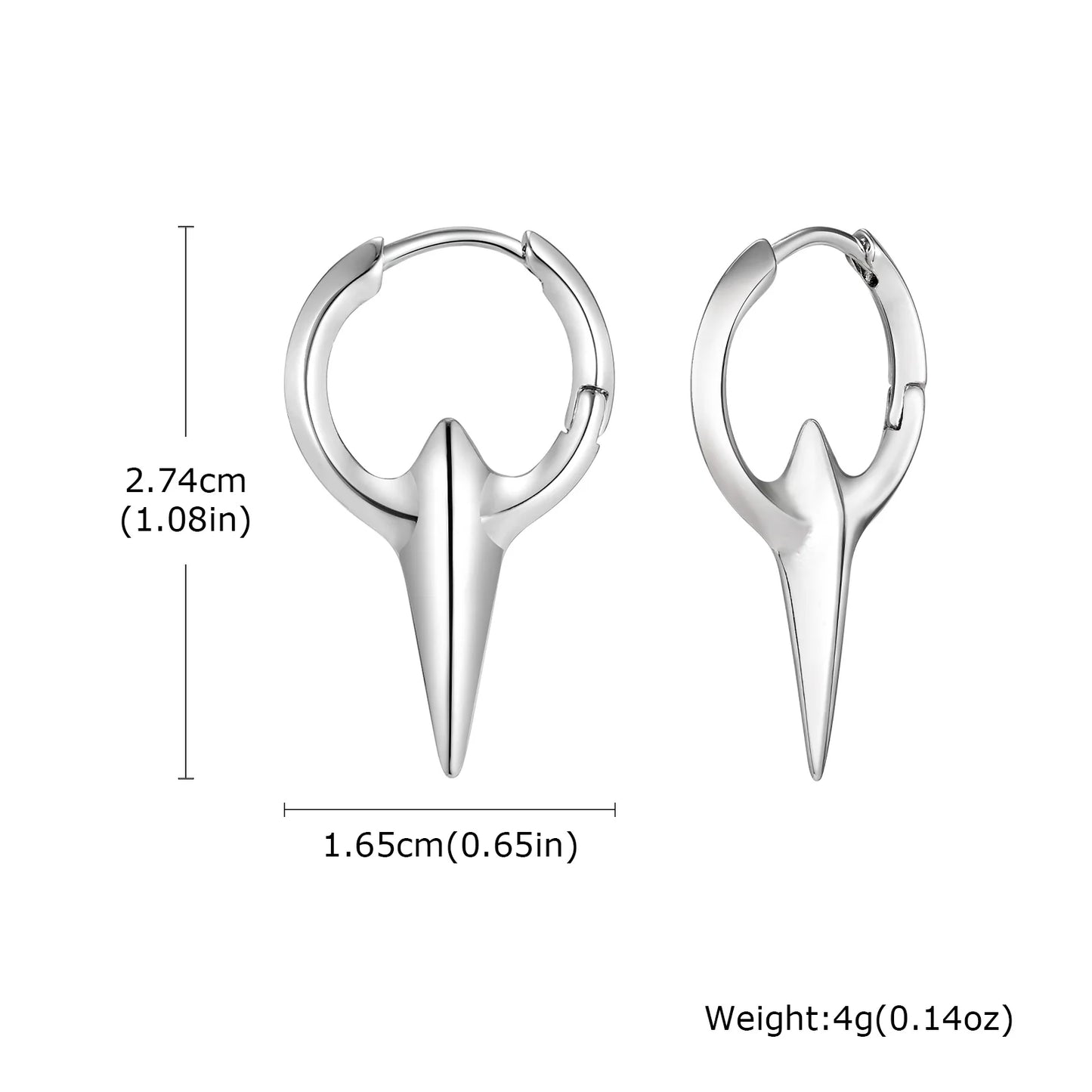 Men's Punk HipHop Hoop Earrings | Silver Color Metal Hoops Piercing Ear Jewelry