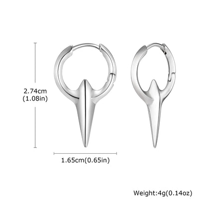 Men's Punk HipHop Hoop Earrings | Silver Color Metal Hoops Piercing Ear Jewelry