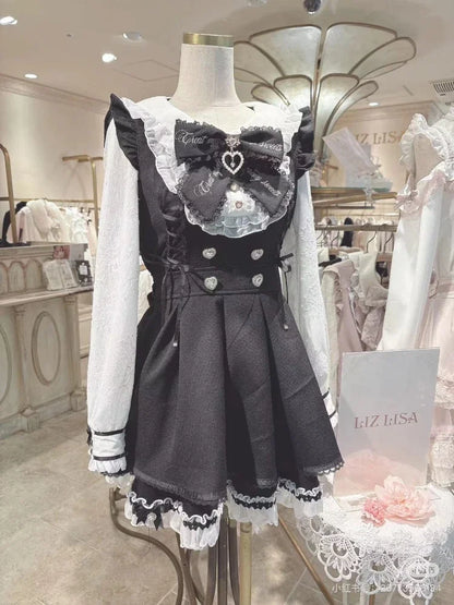 Gothic Lolita Bow Dress and Shorts Set with Sailor Collar