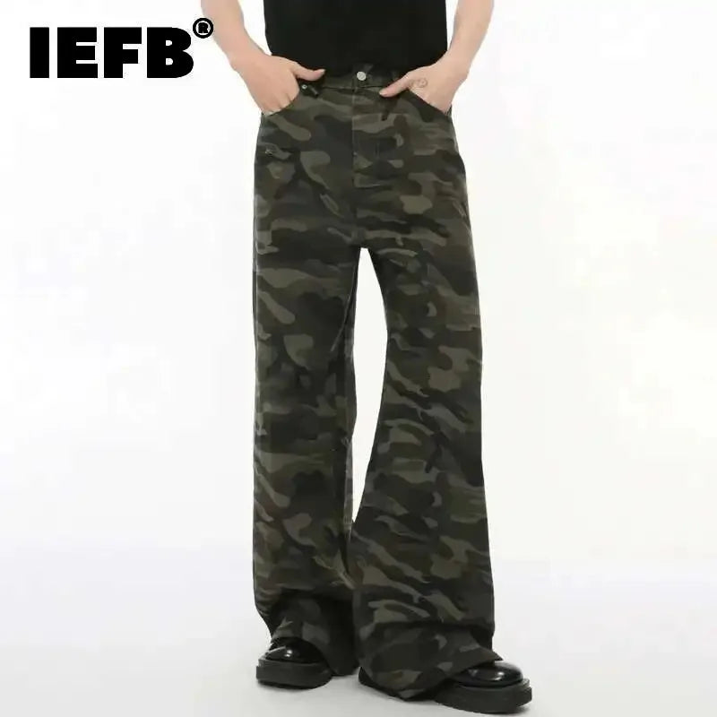 Vintage Wide-Leg Jeans – Men's Camo & Washed Denim
