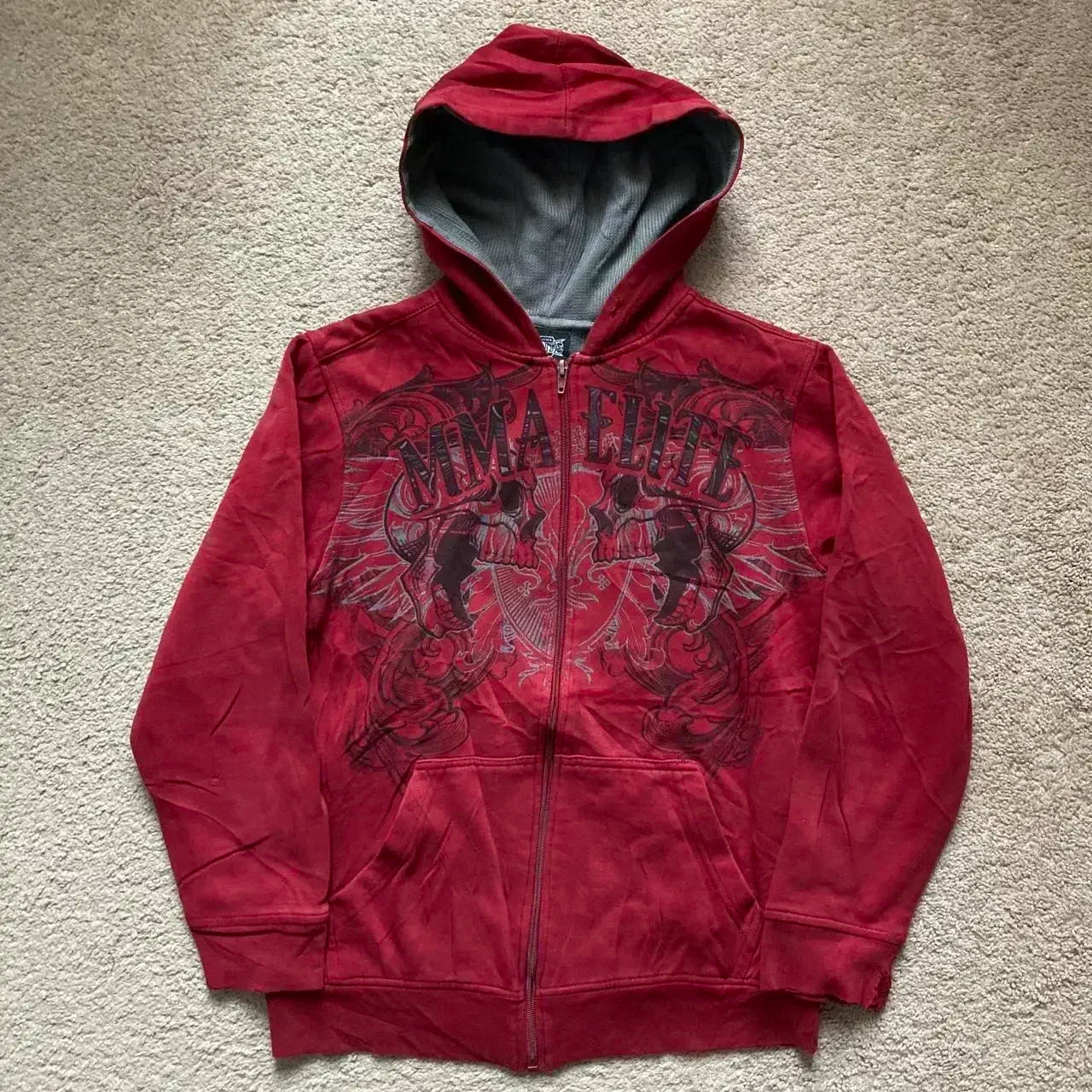 Y2K Punk Rock Zip-Up Hoodie – Harajuku Grunge Loose Fleece Sweatshirt