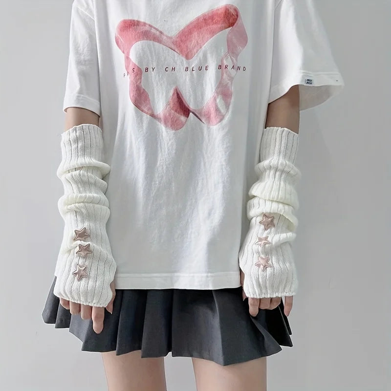 Star Fingerless Gloves – Knit Accessory Gloves for Women