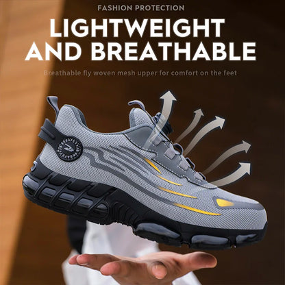 Steel Toe Safety Shoes for Men Lace Free Breathable
