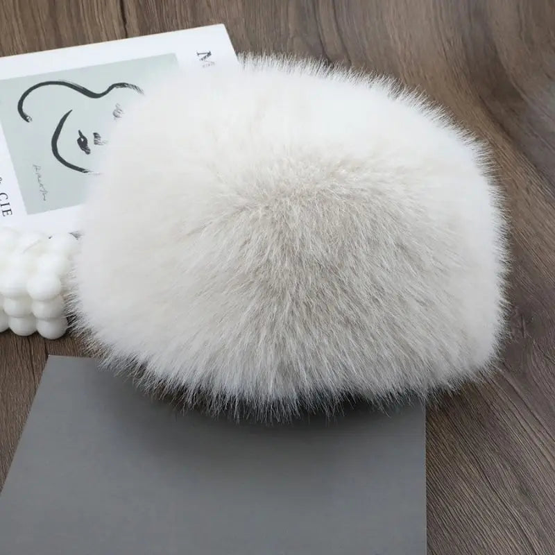 Women's Fluffy Faux Fur Winter Hat – Warm Windproof Bucket & Bomber Cap