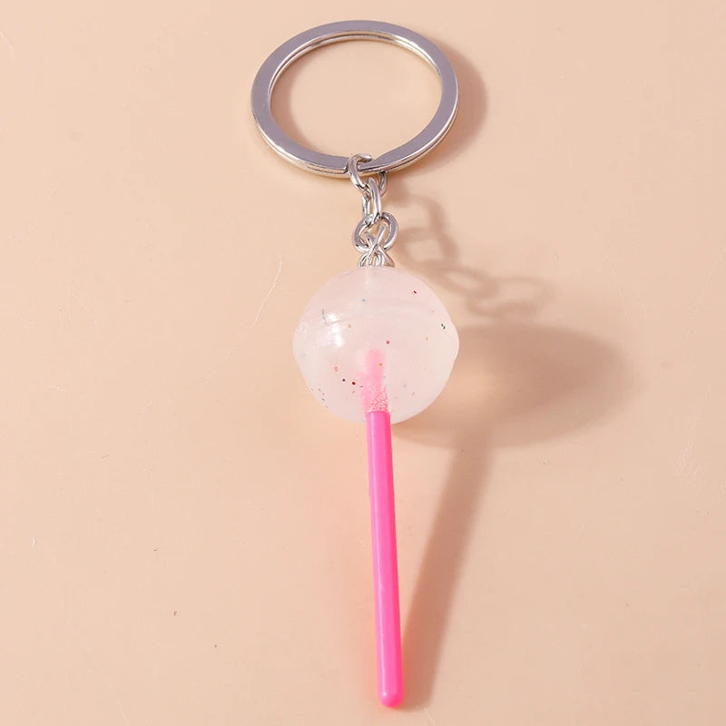 3D Simulation Food Keychain – Cute Resin Lollipop, Donut & Snack Key Ring Charms