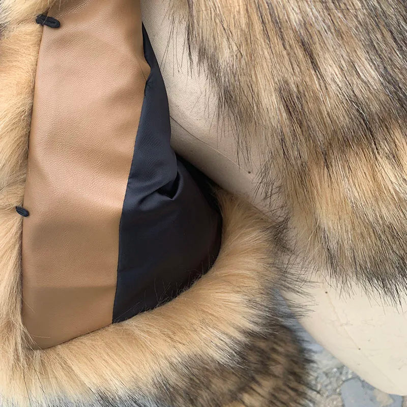 Cropped Faux Raccoon Fur Jacket for Women