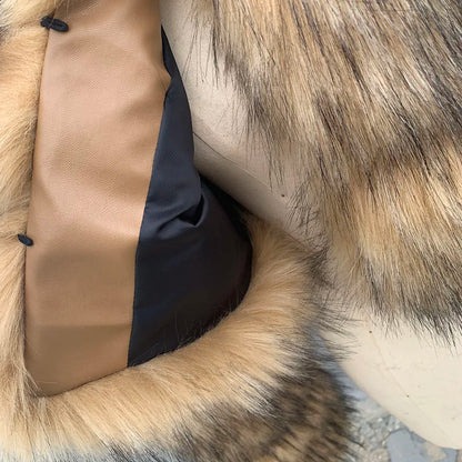 Cropped Faux Raccoon Fur Jacket for Women