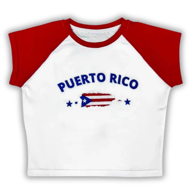 Caribbean Islands Embroidered Graphic Crop Top for Women