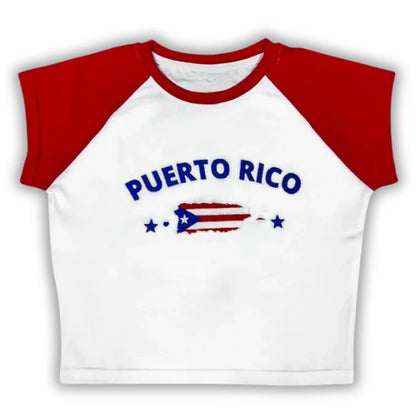 Caribbean Islands Embroidered Graphic Crop Top for Women
