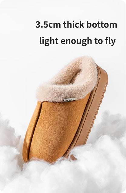 Fluffy Faux Suede Indoor Slippers – Thick EVA Sole Anti-Slip Unisex House Shoes Men and Women
