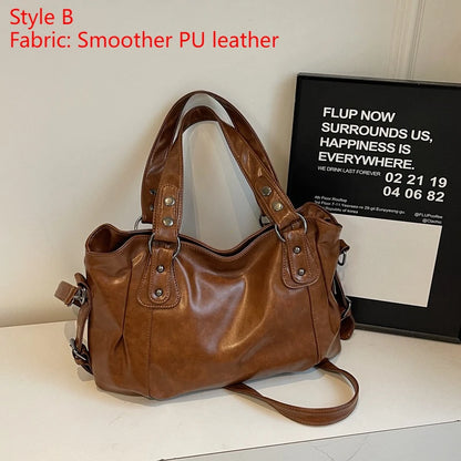 Soft Interior Compartment PU Leather Shoulder Bag For Women With Zipper Closure