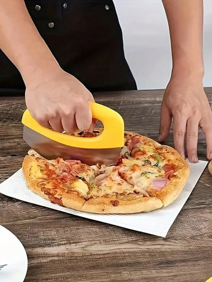 Stainless Steel Semi-Circle Pizza Cutter | Multi-Functional Mezzaluna Blade for Pizza & Pastry