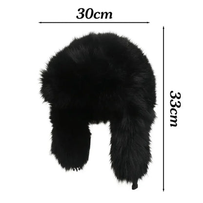 Unisex Faux Fur Bomber Hat – Warm Windproof Earflap Cap for Winter & Skiing - Unisex