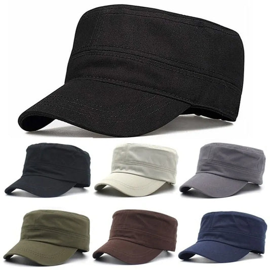 Vintage Cadet Military Patrol Cap – Unisex Flat Army Hat, Adjustable | 5 Colors