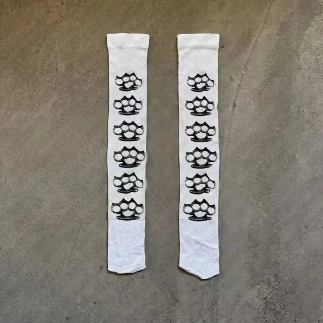Y2K Thigh High Stockings – Graffiti Punk Print Over-Knee Socks for Cosplay & Harajuku Style