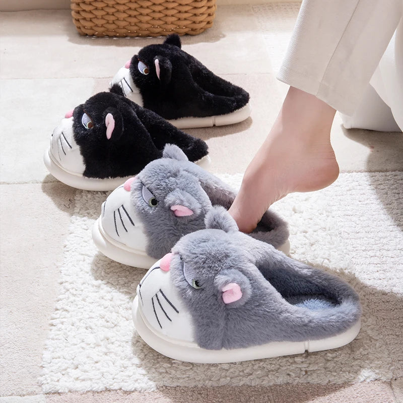 Cartoon Embroidered Plush Slippers – Women's Cozy Indoor House Shoes