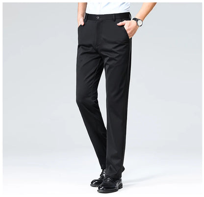 Men's Smart Casual Dress Pants – Elastic Waist Suit Trousers, Straight Fit | Sizes 29–42