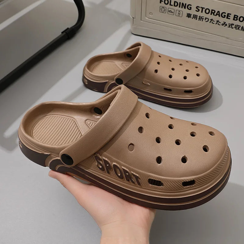 Women's Thick Sole Anti-Slip Two-Strap Sandals | Indoor & Outdoor Perforated Summer Shoes