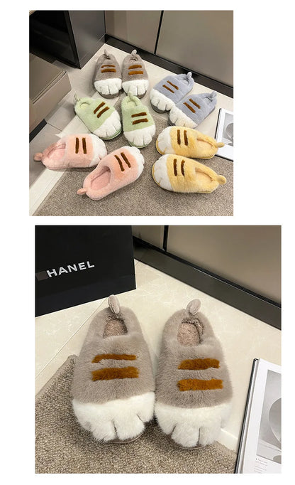 3D Cat Claw Slippers – Cozy Winter Indoor Shoes for Women