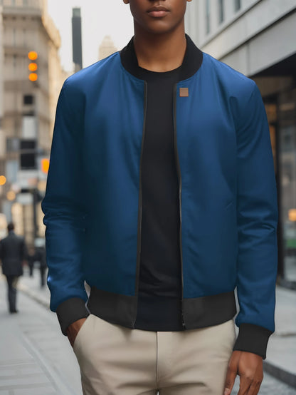 Men's Baseball Collar Zip-Up Jacket – Lightweight Casual Coat, Loose Fit | S–XL