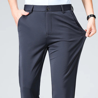 Men's Smart Casual Dress Pants – Elastic Waist Suit Trousers, Straight Fit | Sizes 29–42