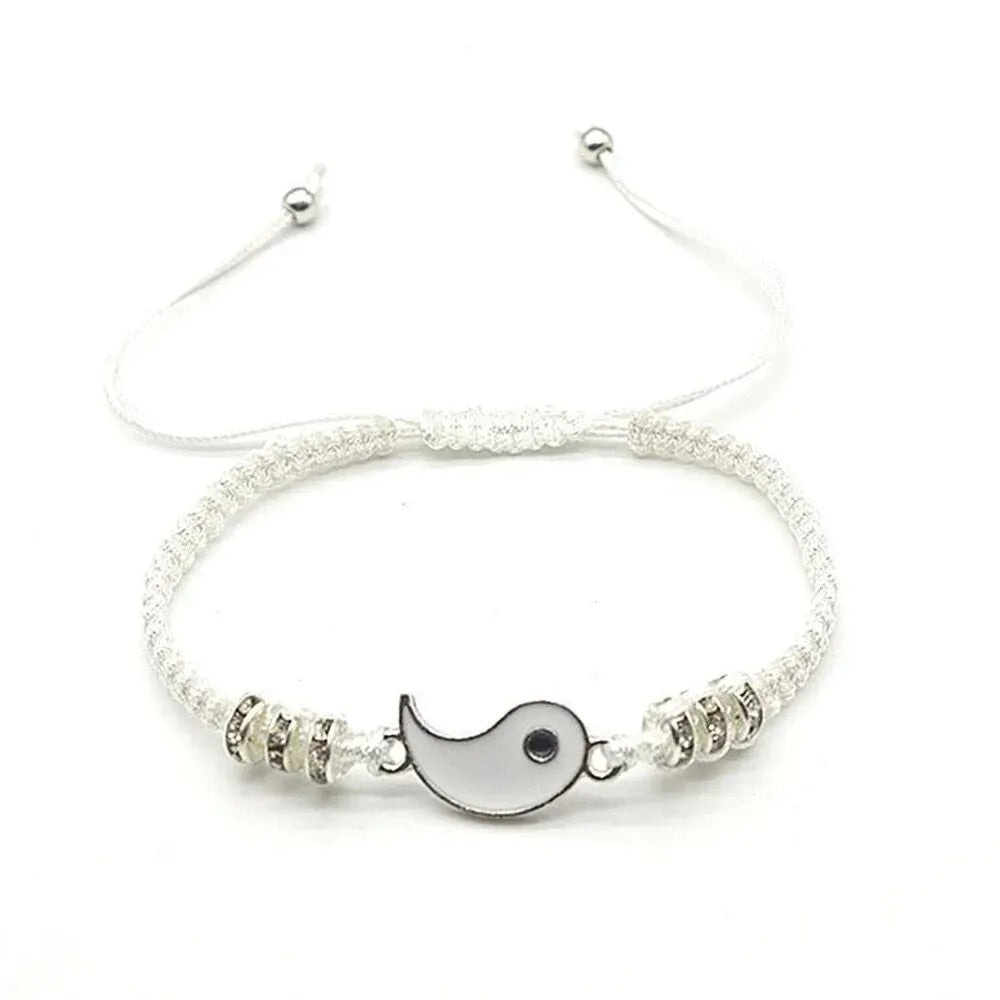 Couple Tai Chi Bracelet Set | 2pcs Black & White Adjustable Chain Bracelet for Daily Wear