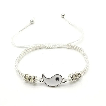 Couple Tai Chi Bracelet Set | 2pcs Black & White Adjustable Chain Bracelet for Daily Wear