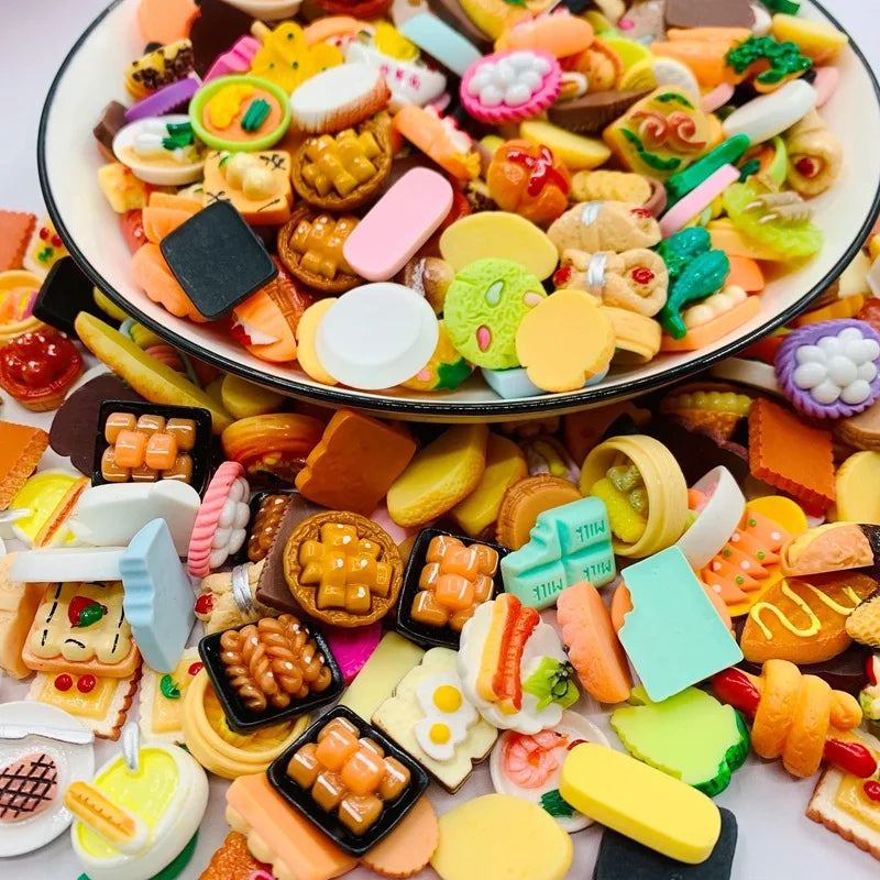 Miniature Food Resin Toys | Mixed Dollhouse Kitchen Pretend Play Set for Creative Kids