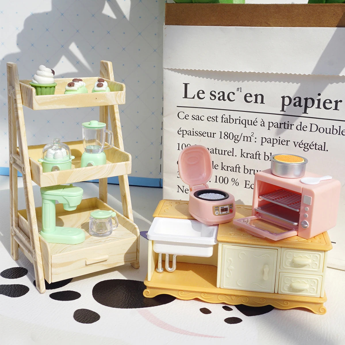 DIY Dollhouse Bear Biscuits Kitchen Set | 1/12 Miniature Toaster, Mixer & Scale Toy for Girls