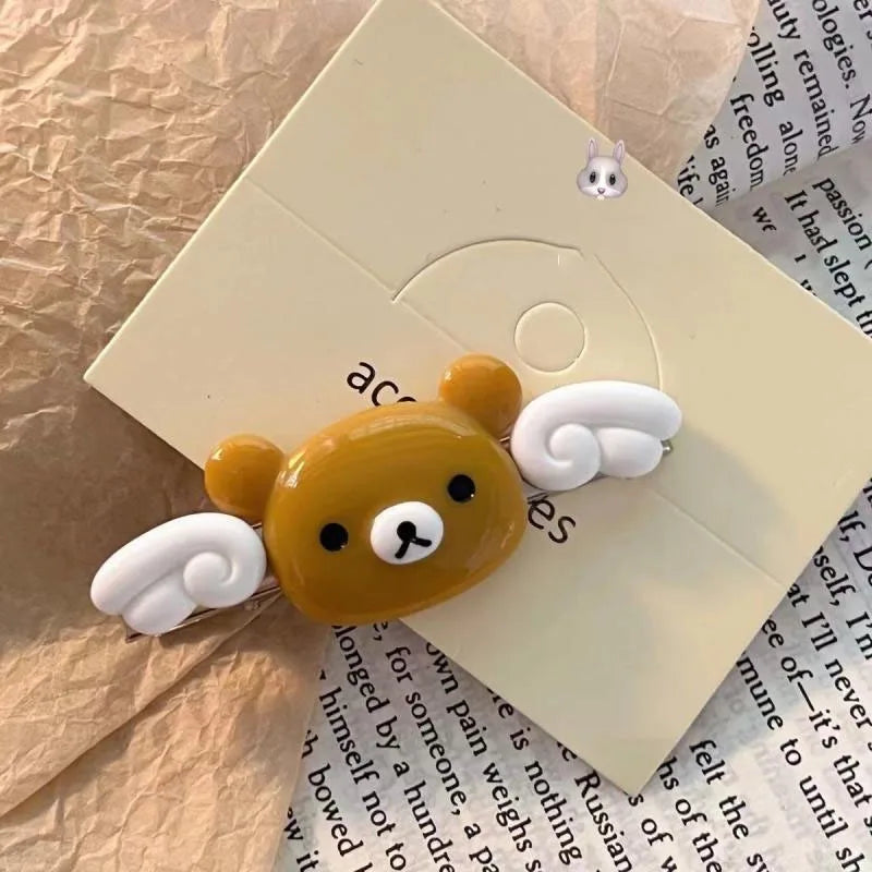 Women's Kawaii Rilakkuma Bear Hair Clip | Cute Wave Point BB Hairpin Birthday Gift