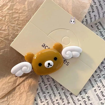 Women's Kawaii Rilakkuma Bear Hair Clip | Cute Wave Point BB Hairpin Birthday Gift