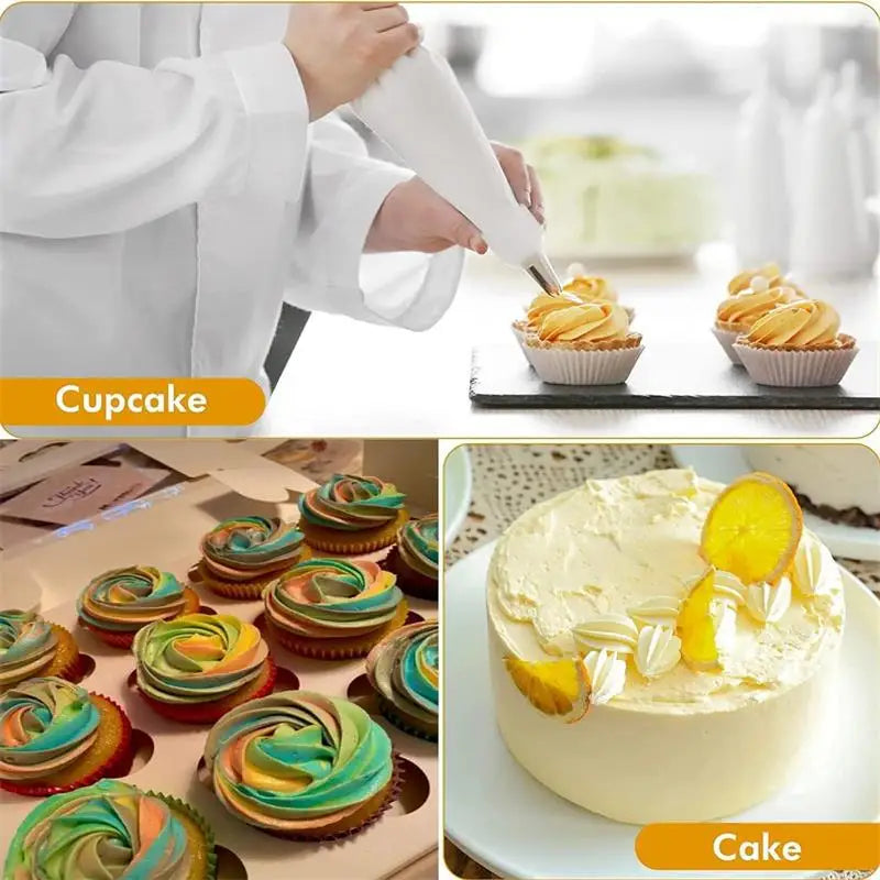 Silicone Piping Bags & Tips Set – Reusable Pastry Decorating Kit with Stainless Steel Nozzles