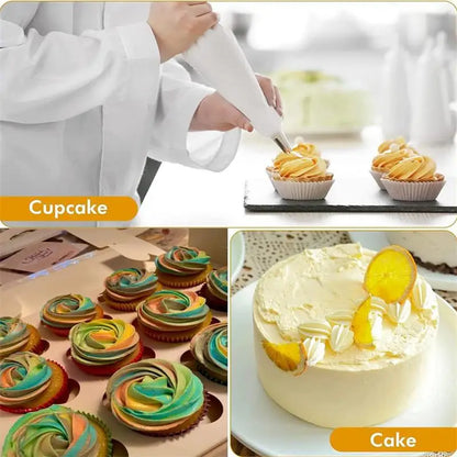 Silicone Piping Bags & Tips Set – Reusable Pastry Decorating Kit with Stainless Steel Nozzles